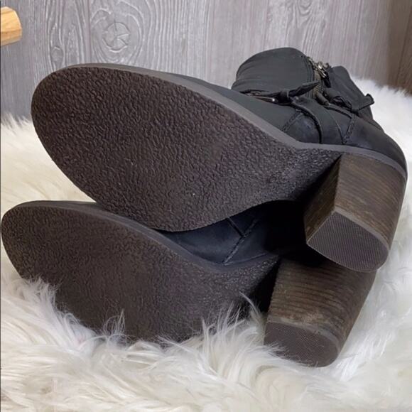 Steve Madden Black Leather Moto Raleigh Heeled Boo - Picture 2 of 7